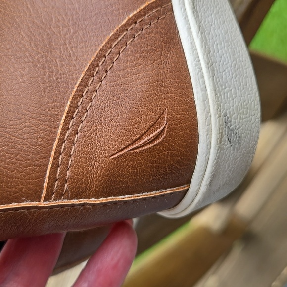 NAUTICA Mens Youth Sz 4 Brown Faux Leather Breakwater Ankle Chukka Lace Up UC - Picture 3 of 9